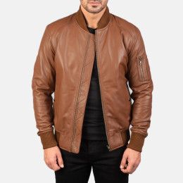 Bomia Ma-1 Brown Leather Bomber