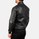 Sven Black Leather Bomber Jacket