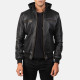 Bouncer Biz Black Leather Bomber Jacket