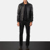 Coffmen Black Leather Bomber Jacket