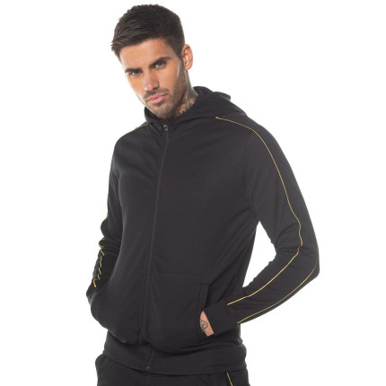 Poly Full Zip Track Top With Hood - Black/Gold