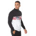 Floral Panel Block Poly Track Top - Black/White