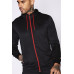 Colour Pop Trims Hooded Poly Track Top - Black/Hot Red