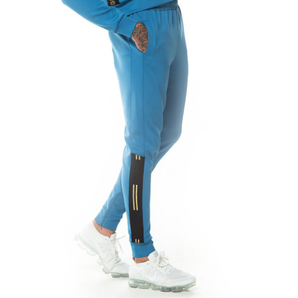 Asymmetric Poly Track Pants - Deep Water Blue