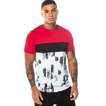 Cut and Sew Jungle Print T-Shirt - Black/Jungle Print