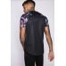 Printed Sleeve Purple Floral T-Shirt - Black