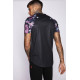 Printed Sleeve Purple Floral T-Shirt - Black