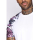 Printed Sleeve Purple Floral T-Shirt - White